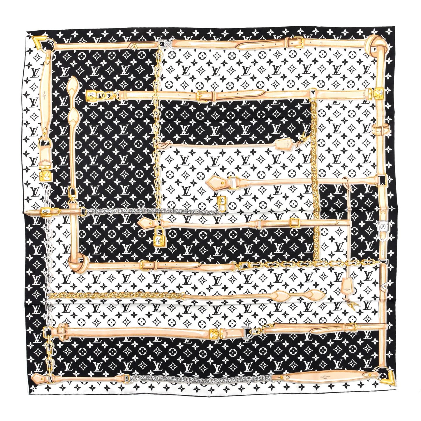 Silk Monogram Confidential Square Scarf Black