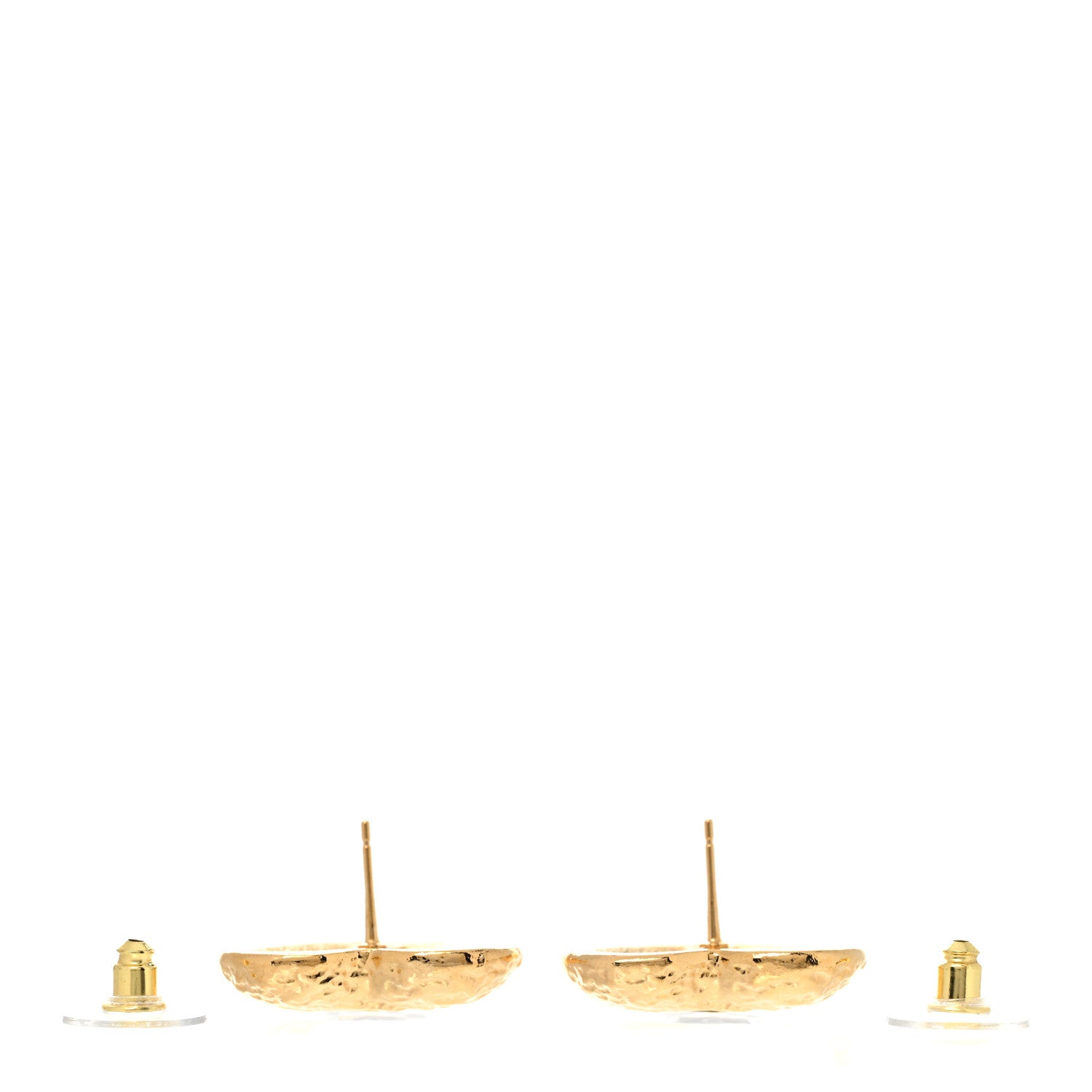 Chanel Metal Resin CC Heart Earrings Gold Black 3 of 5