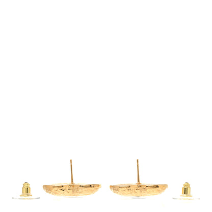 Chanel Metal Resin CC Heart Earrings Gold Black 3 of 5