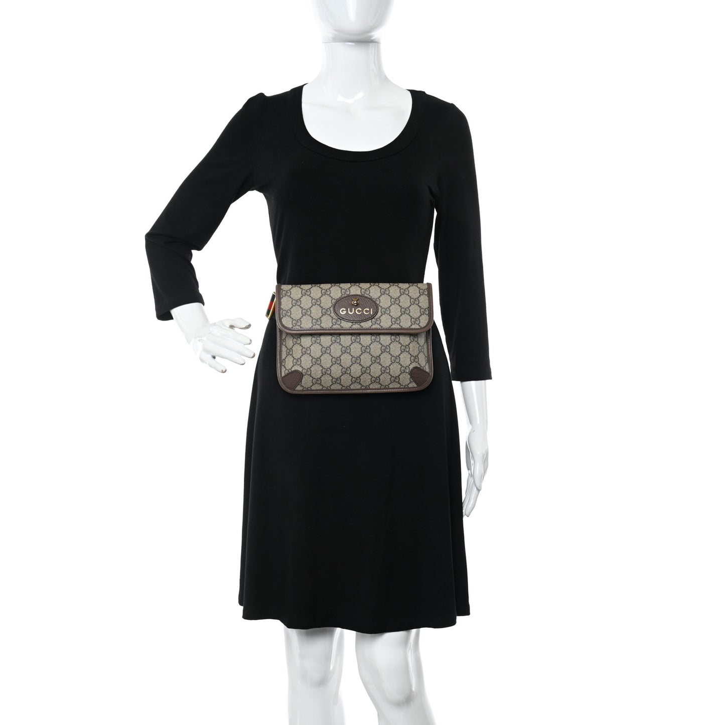 GG Supreme Monogram Neo Vintage Web Belt Bag Brown