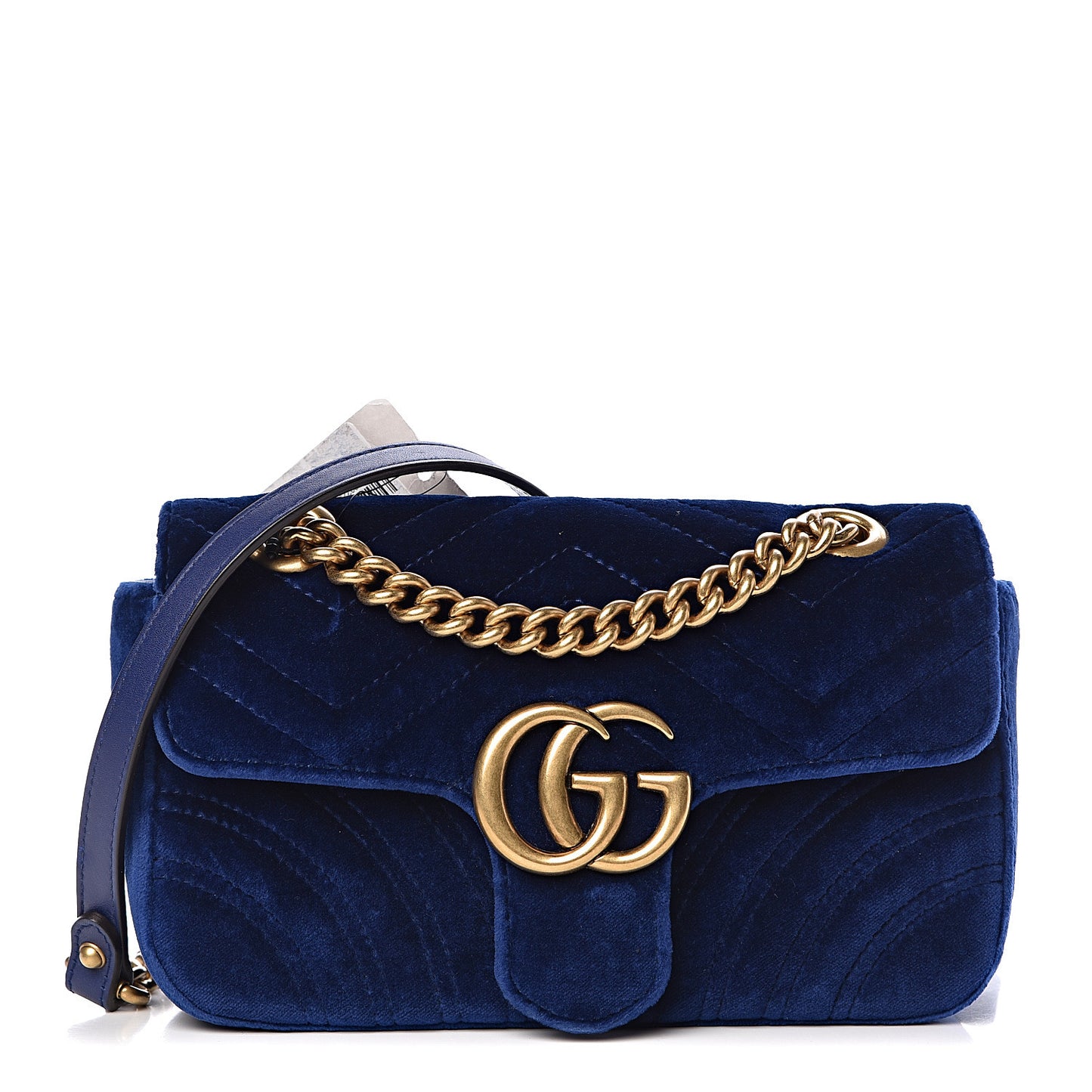 Velvet Matelasse Mini GG Marmont Shoulder Bag Cobalt Blue