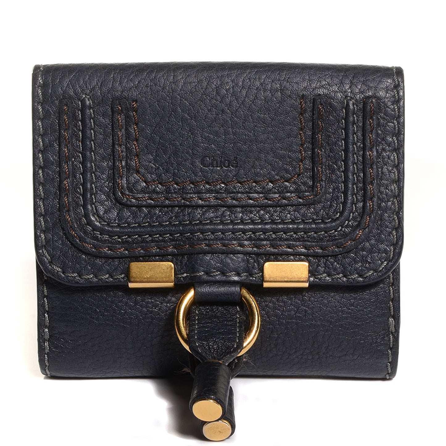 Calfskin Marcie Square Wallet Black