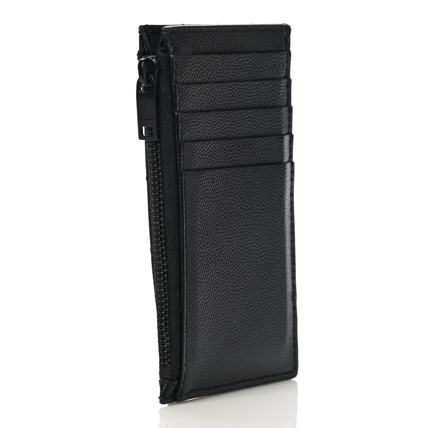 Grain De Poudre Matelasse Chevron Monogram Fragments Zippered Card Case Black