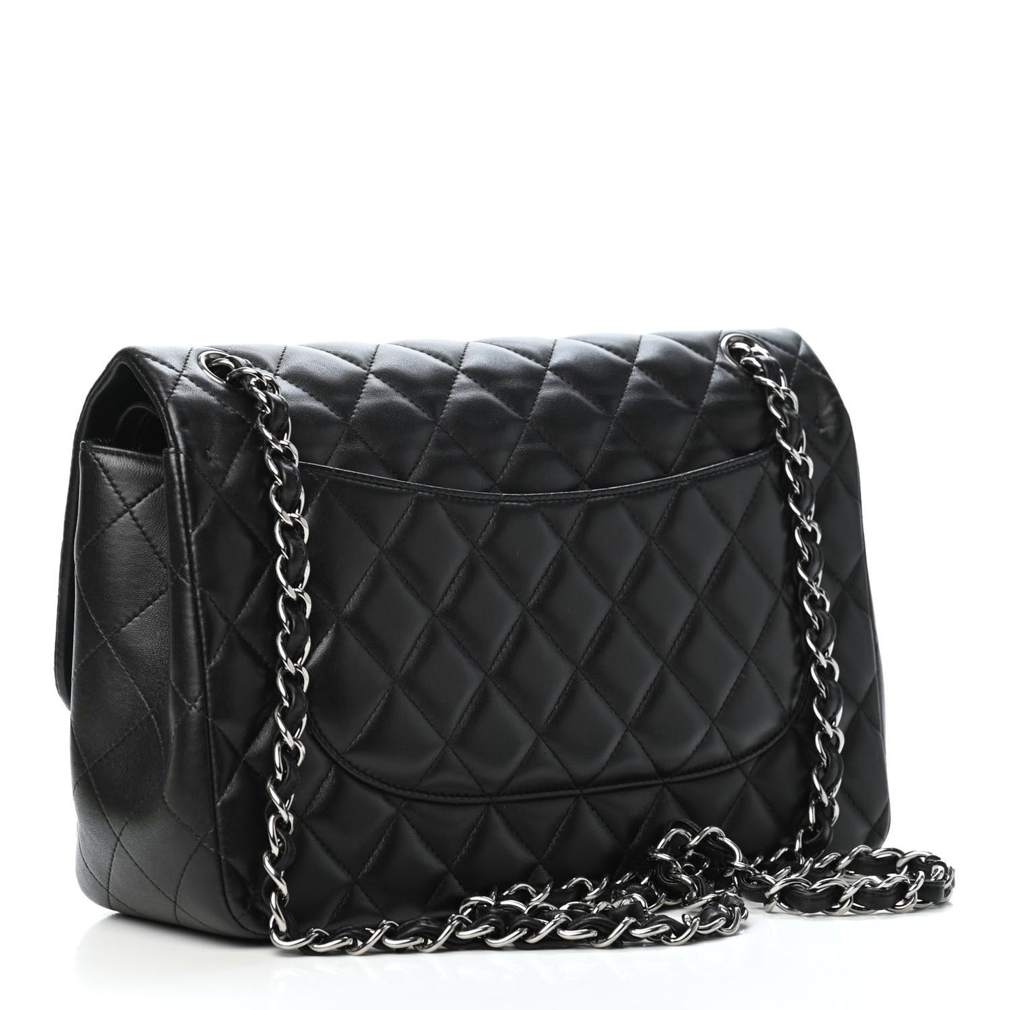 Lambskin Quilted Jumbo Double Flap Black