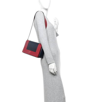 Celine Shiny Smooth Calfskin Medium Frame Shoulder Bag Red Navy 2 of 13