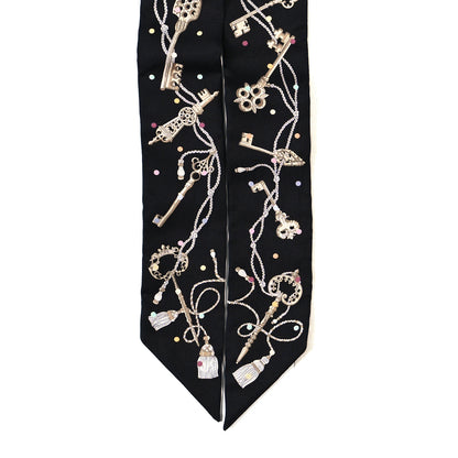 Hermes Silk Les Cles A Pois Twilly Black Beige Rose Multicolor 2 of 3