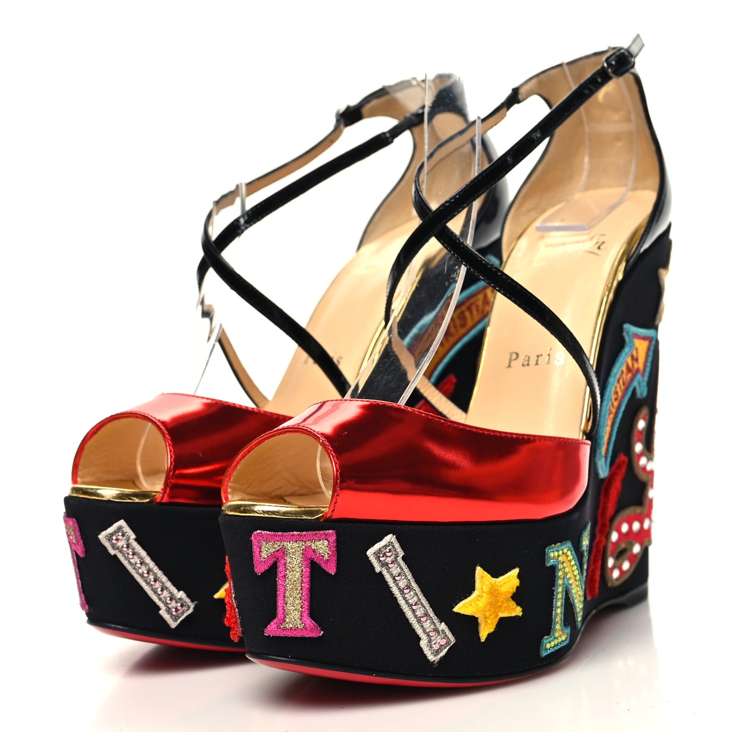 Patent Loubi Zeppa 140 Wedges 37.5 Black Red