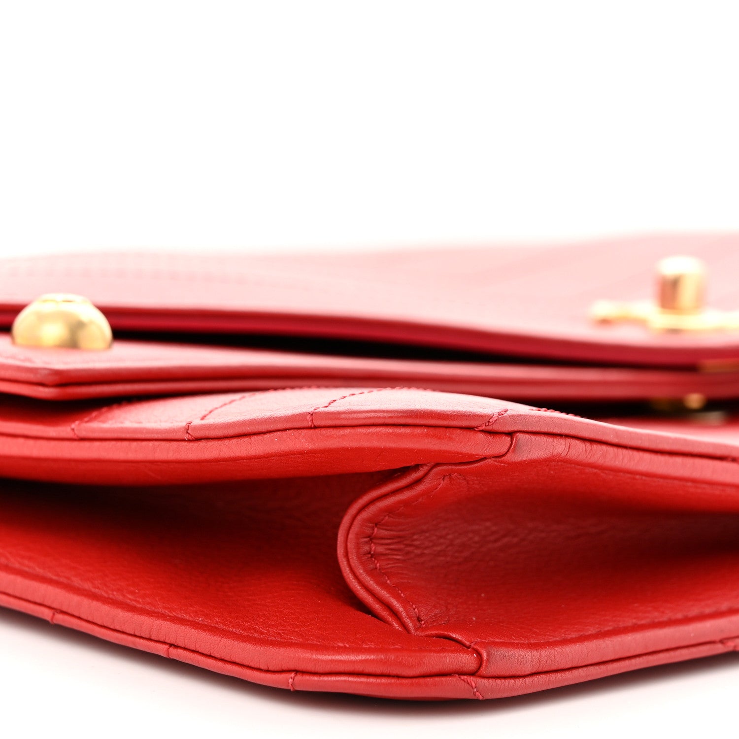 Chanel Calfskin Chevron Quilted Casual Trip Clutch Red 9 of 11