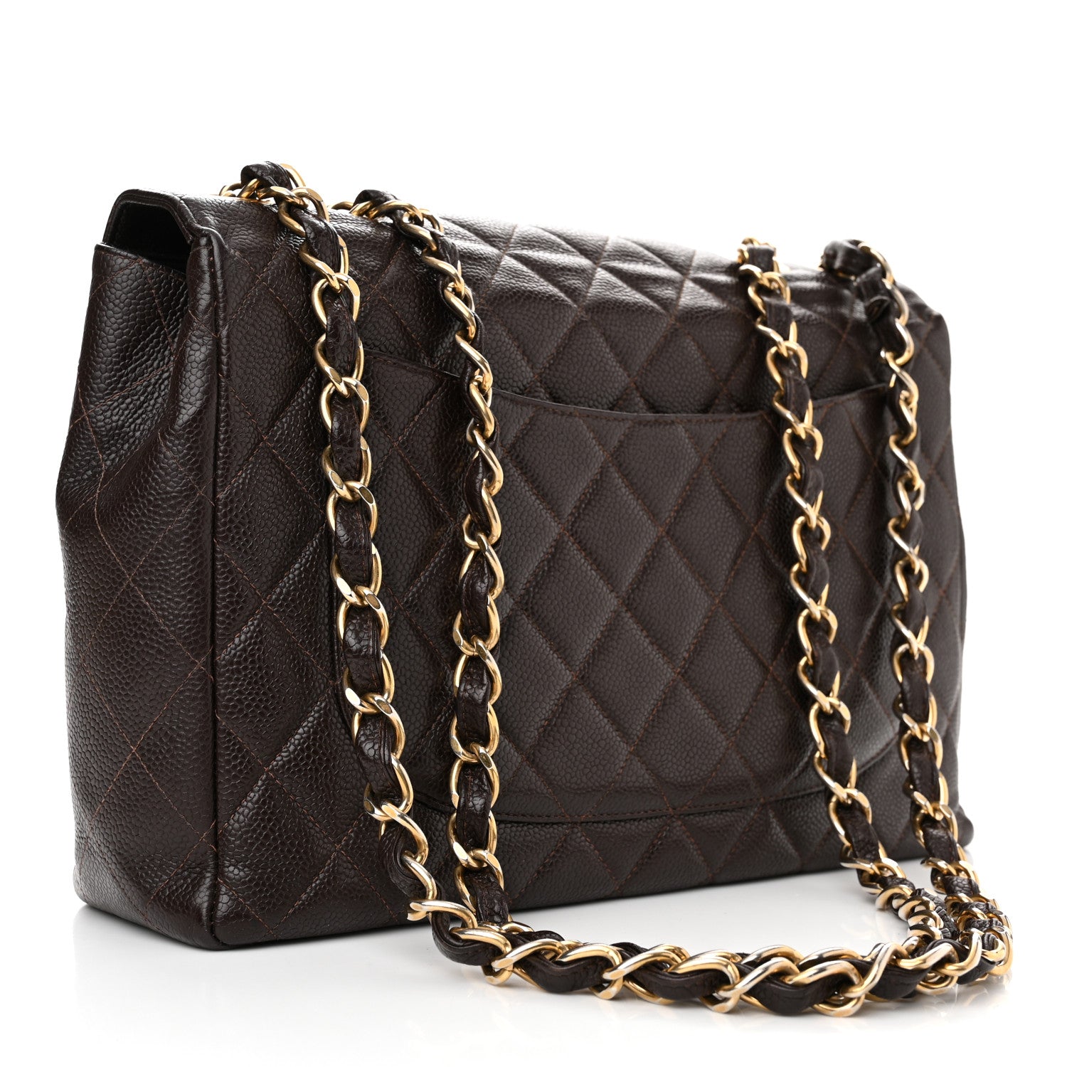 Chanel Caviar Quilted Jumbo Single Flap Brown 3 of 13