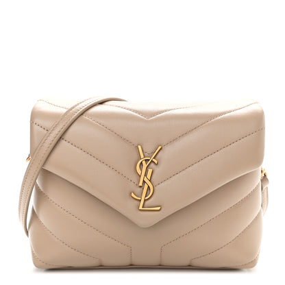 Saint Laurent Calfskin Y Quilted Monogram Toy Loulou Crossbody Bag Dark Beige 1 of 10
