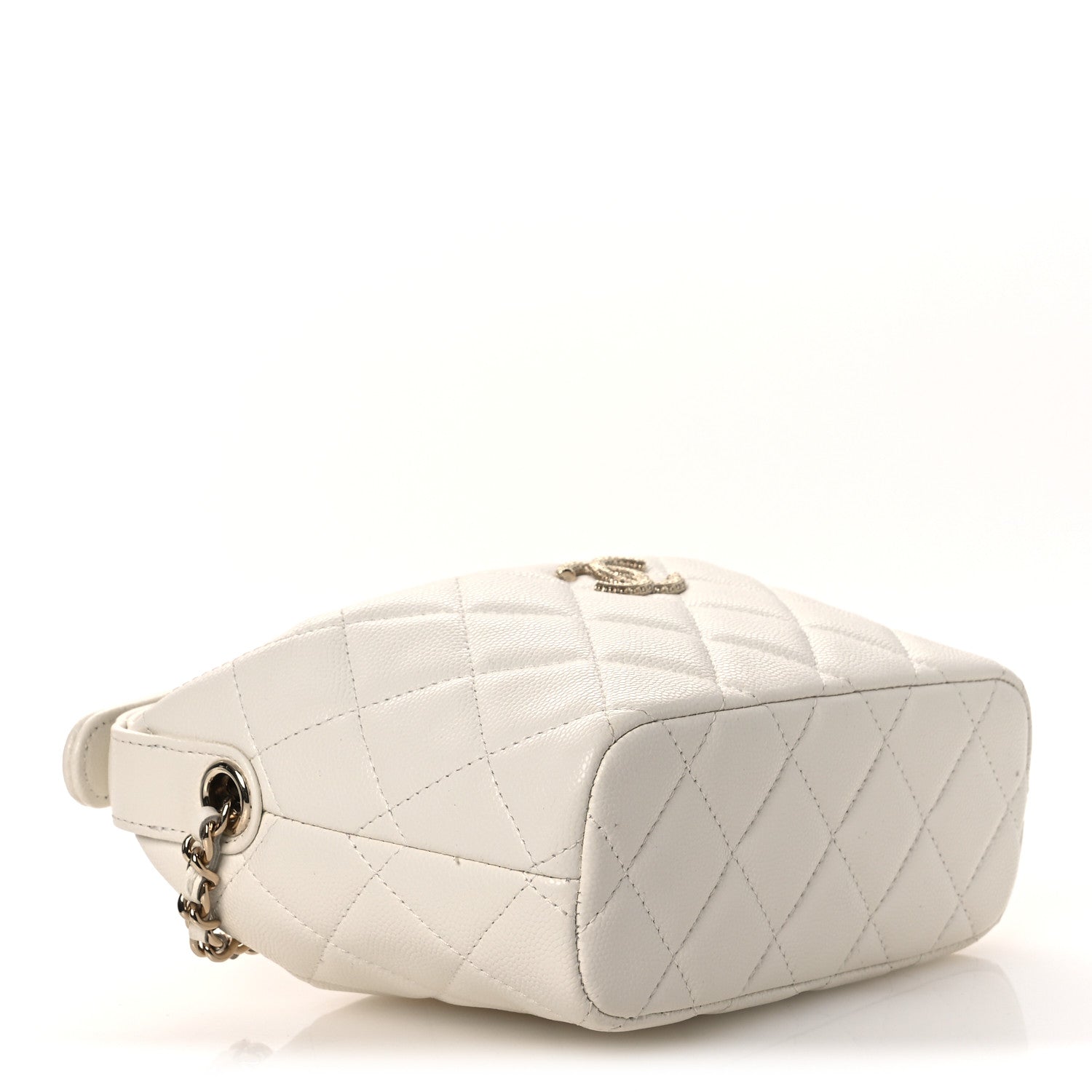 Chanel Caviar Quilted Hobo Clutch With Chain White 4 of 12