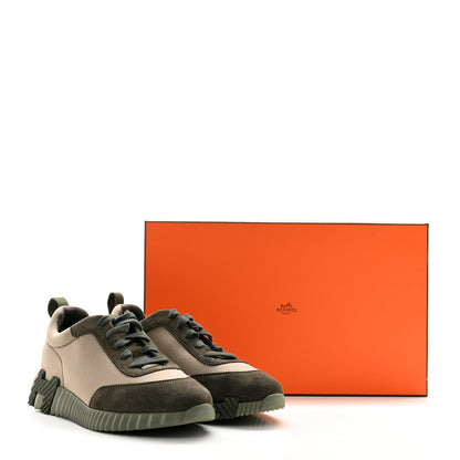 Hermes Technical Jersey Goatskin Suede Goatskin Bouncing Sneakers 39 Vert Toundra Vert Foret 9 of 9