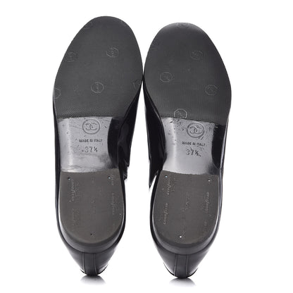 Chanel Patent CC Cap Toe Ballerina Flats 37.5 Black 5 of 9