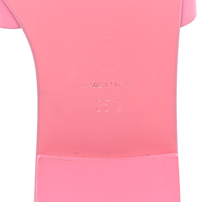 Chanel Calfskin Patent Calfskin Logo Mules 35.5 Pink Black 6 of 8