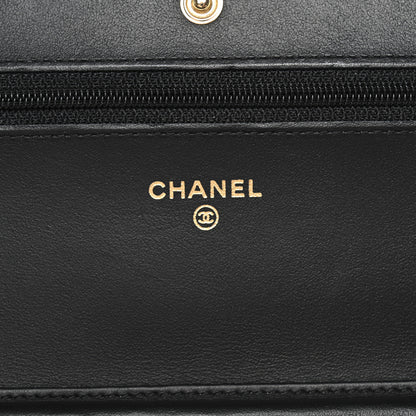 Chanel Aged Calfskin Quilted Lucky Charms 2.55 Reissue Wallet On Chain WOC Black 6 of 11