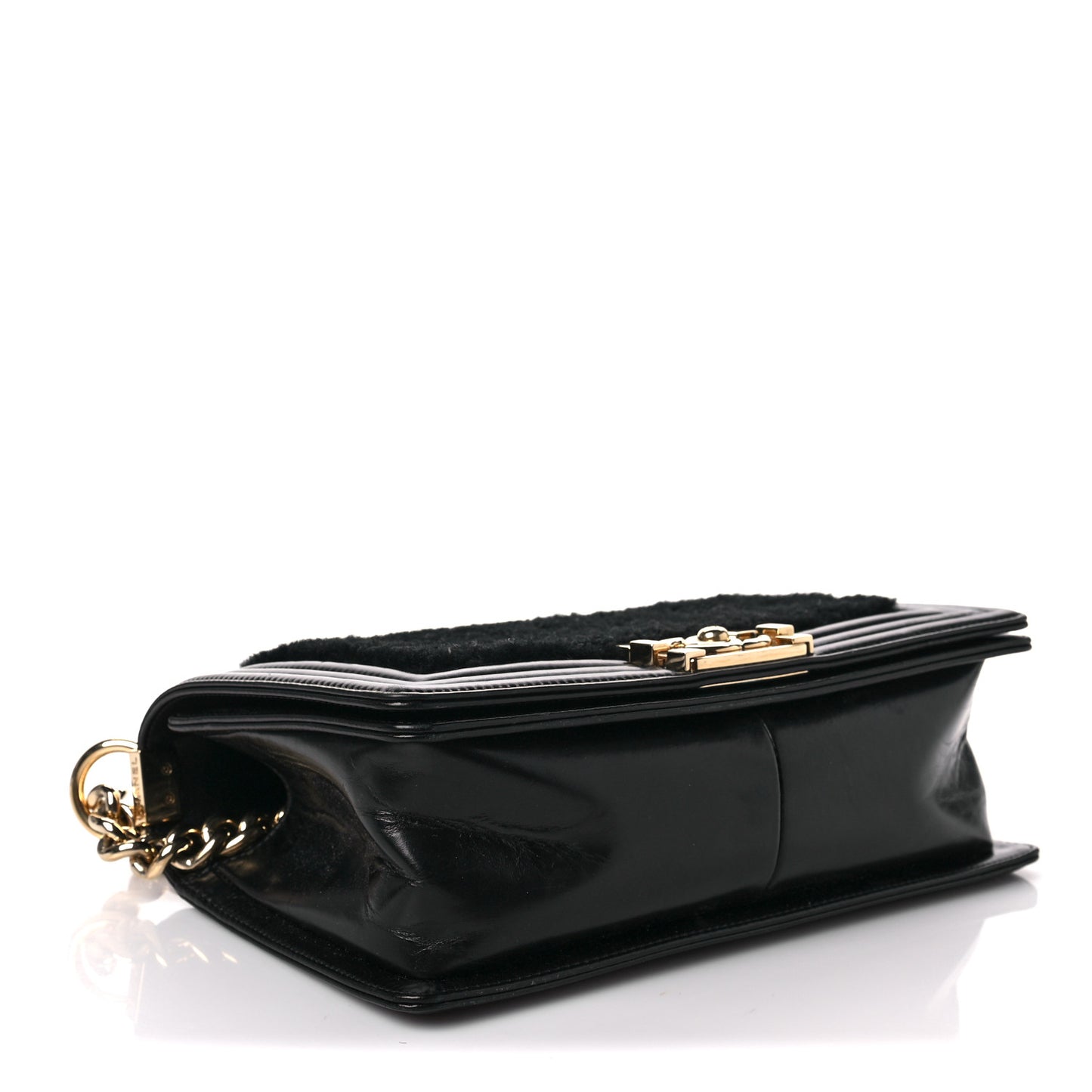 Shearling Calfskin Medium Boy Flap Black