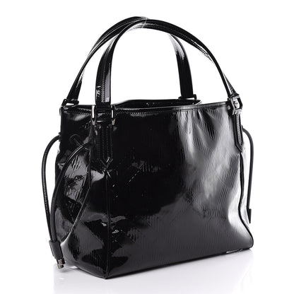 Burberry Patent Check Embossed Small Bilmore Tote Black 3 of 11