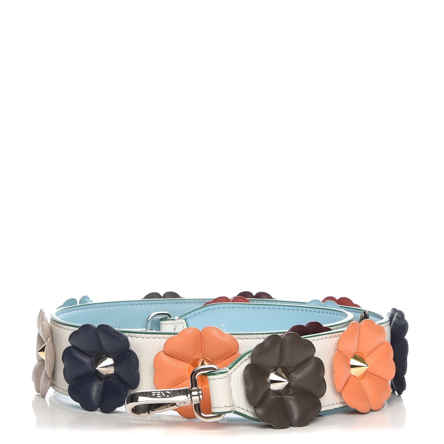 Fendi Vitello Dolce Flowerland Bi-Color Studded Strap You White Ice Multicolor 1 of 6