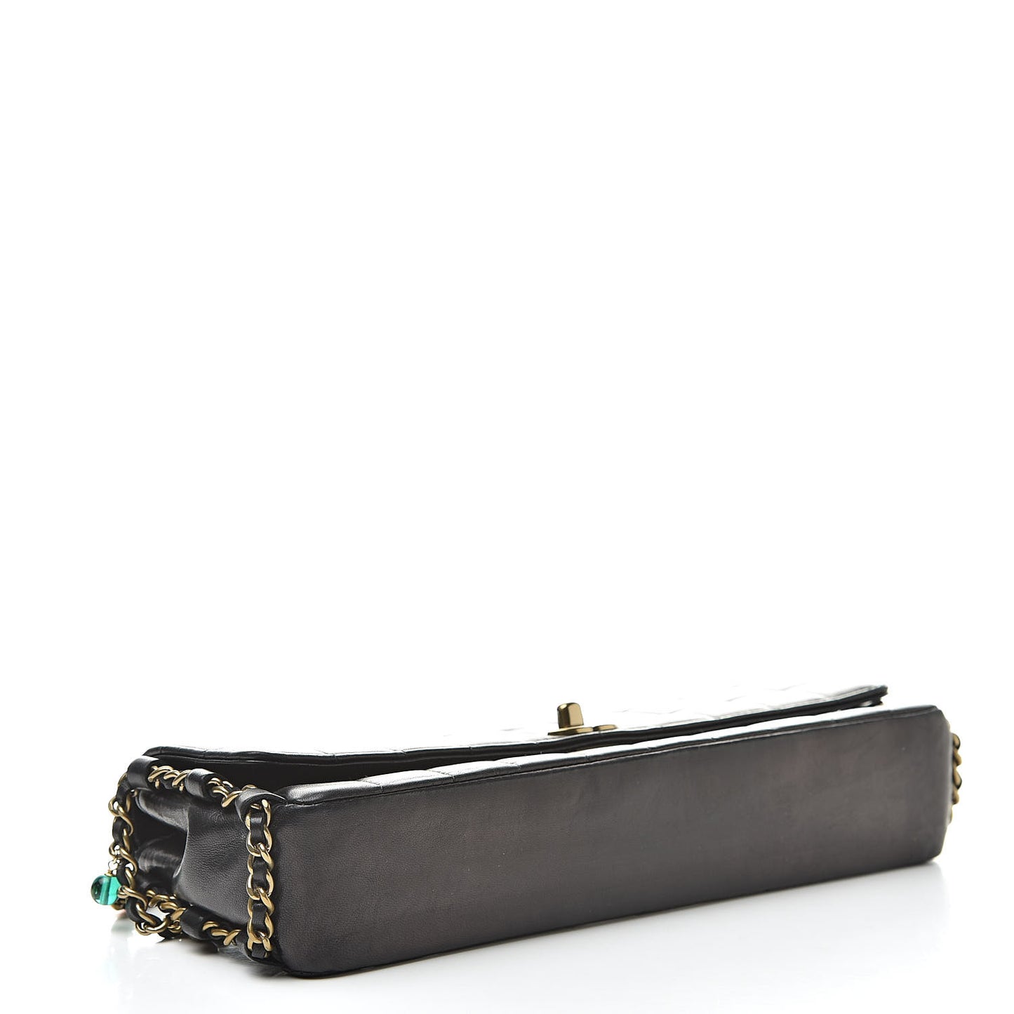 Lambskin East West Chocolate Bar Flap Black