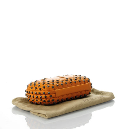 Bottega Veneta Waxy Nappa Intrecciato Knot Studded Clutch Topaz 7 of 12