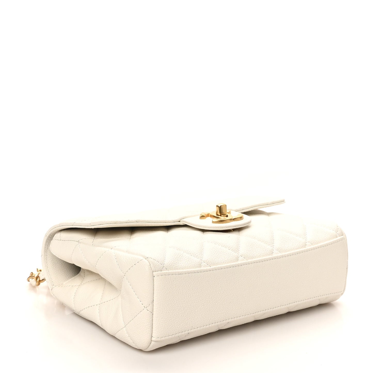 Caviar Quilted Coco First Flap White