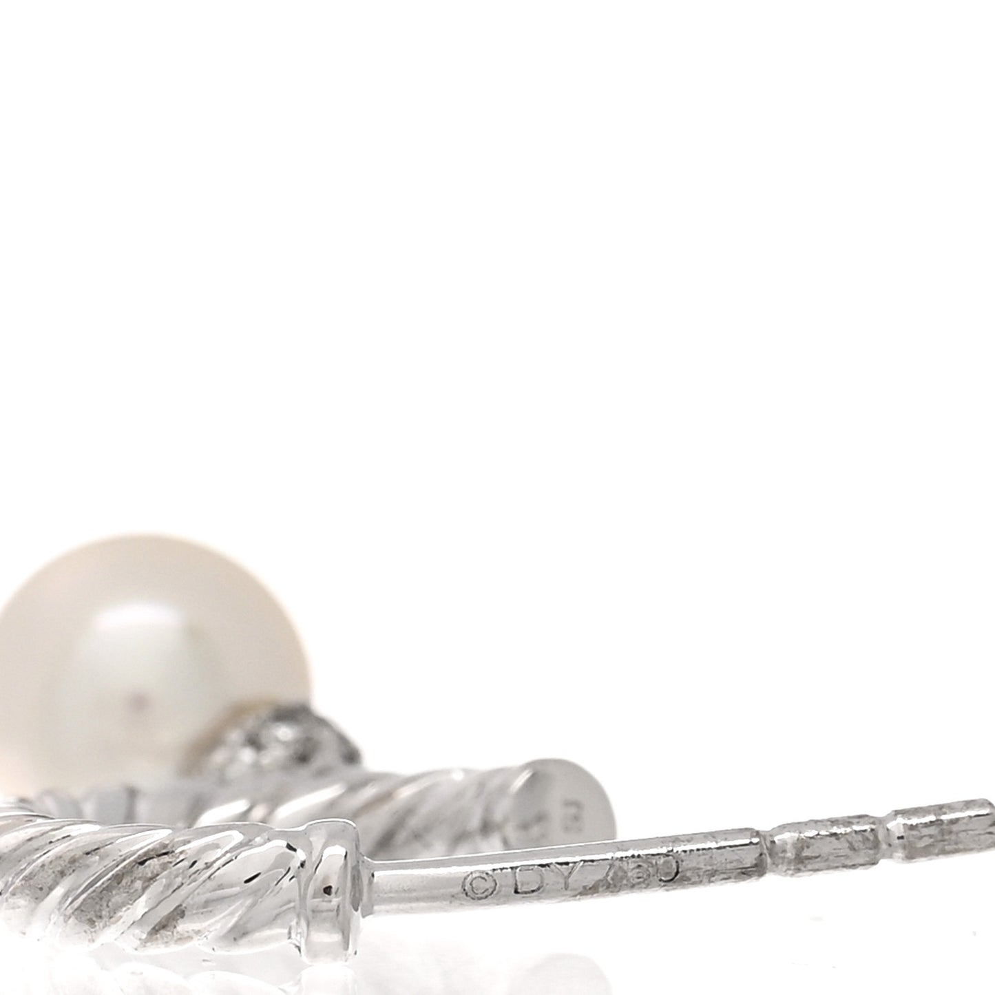 18K White Gold Diamond Pearl 9mm Solari Drop Earrings