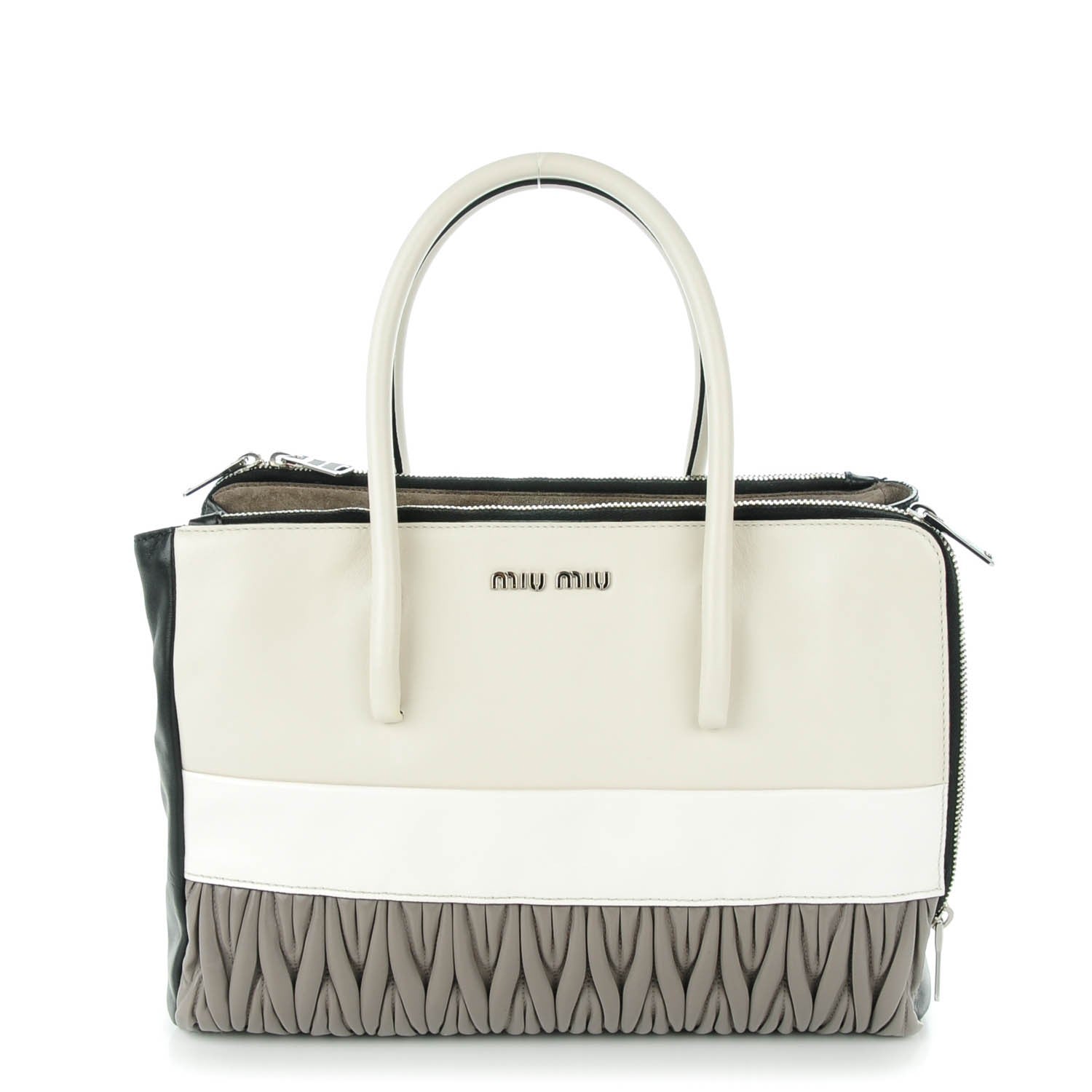 Miu Miu Nappa Matelasse Convertible Satchel Argilla Talco 1 of 7