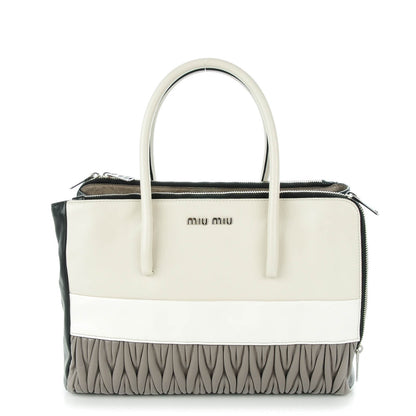 Miu Miu Nappa Matelasse Convertible Satchel Argilla Talco 1 of 7