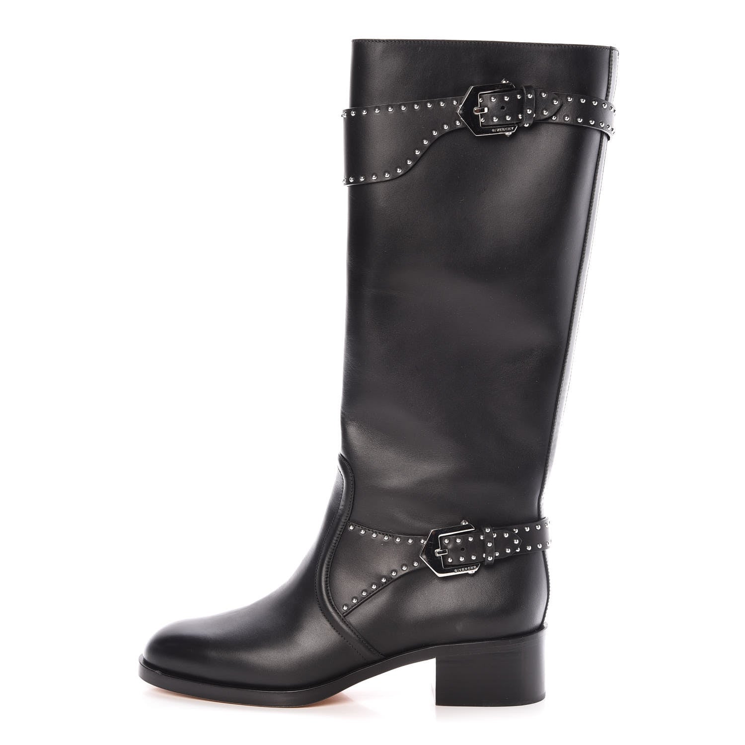 Givenchy Calfskin Studded Riding Boots 39 Black 1 of 6