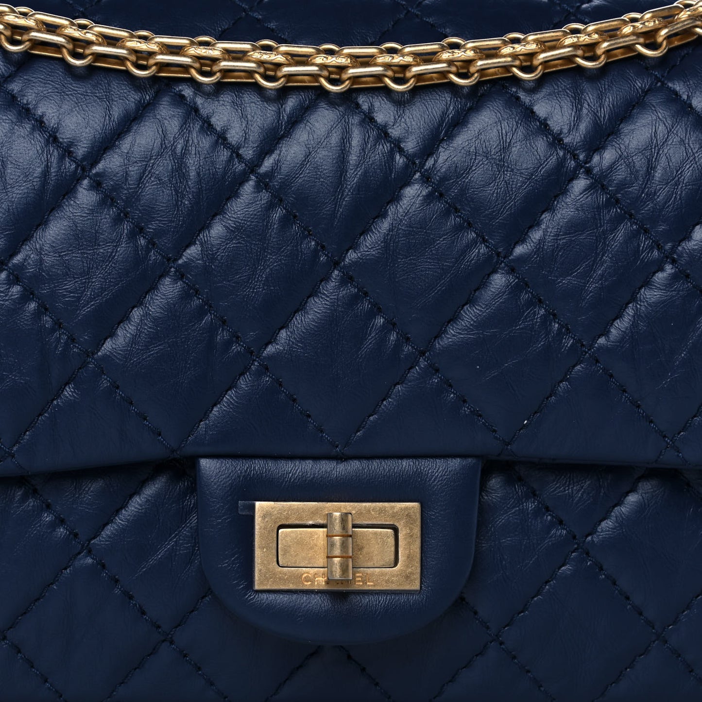 Aged Calfskin Quilted 2.55 Reissue 225 Flap Navy
