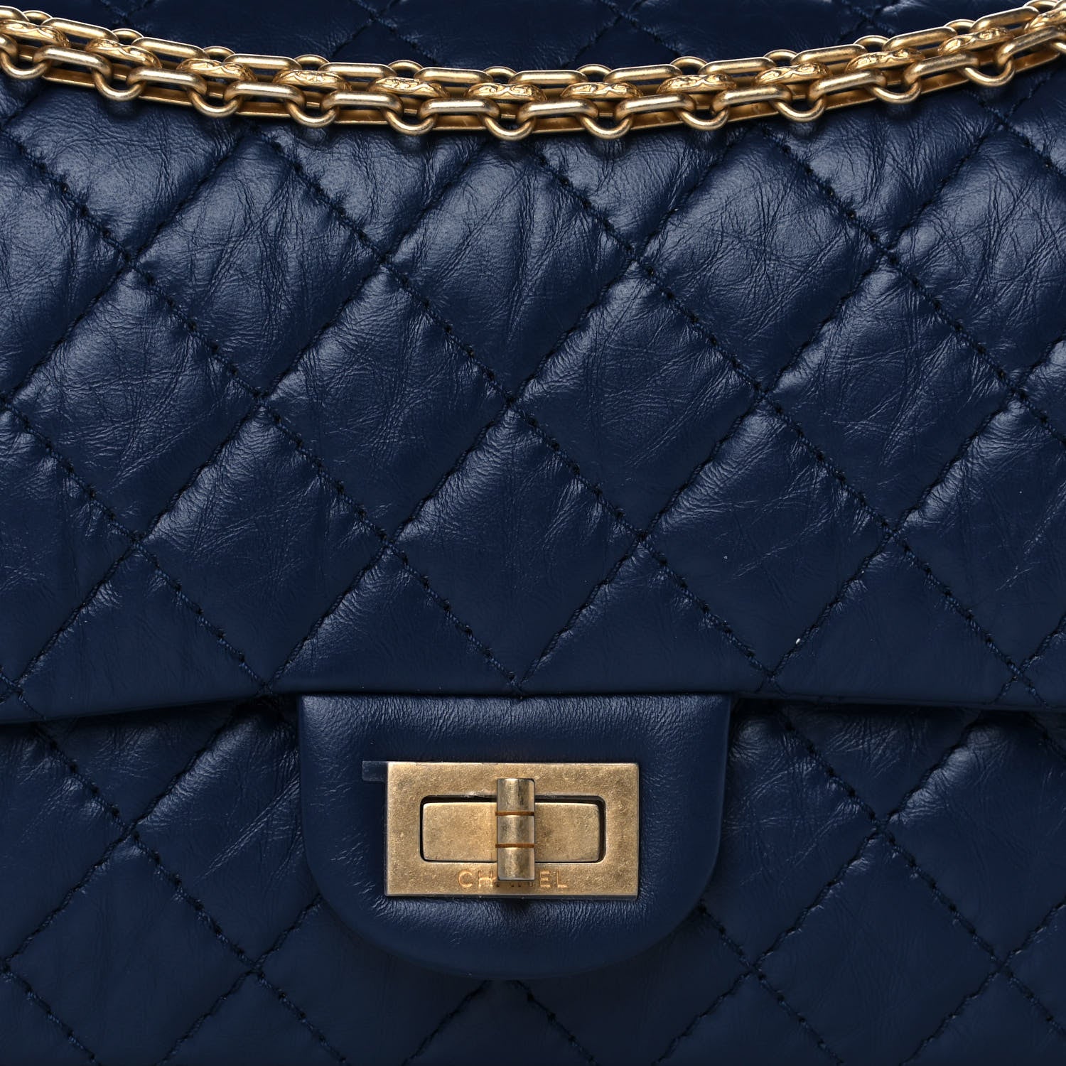 Chanel Aged Calfskin Quilted 2.55 Reissue 225 Flap Navy 8 of 13