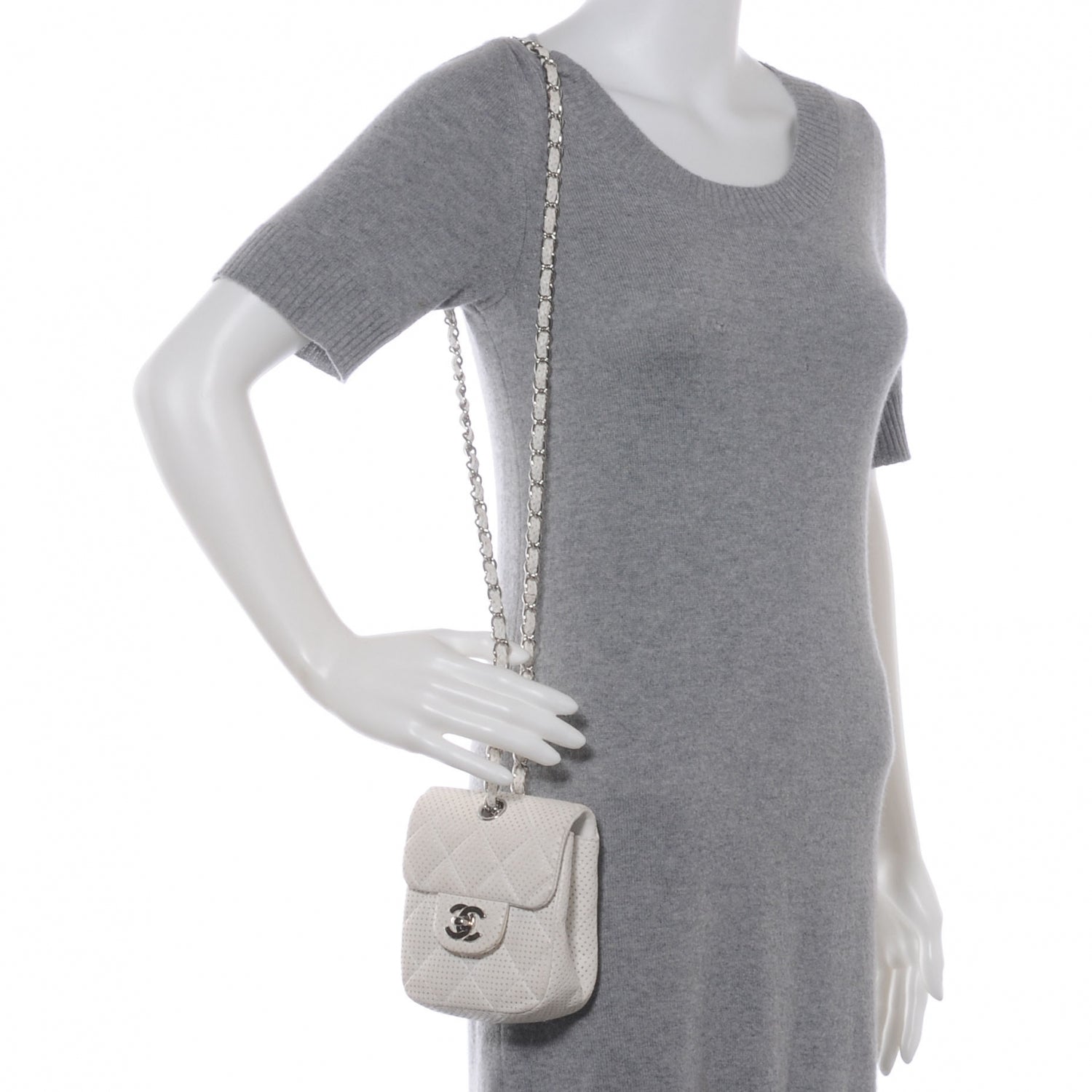 Chanel Lambskin Perforated Mini Flap Bag White 2 of 8