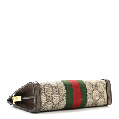 Gucci GG Supreme Monogram Textured Dollar Calfskin Web Mini Ophidia Chain Shoulder Bag Beige Ebony New Acero Beige Ebony New Acero 4 of 12