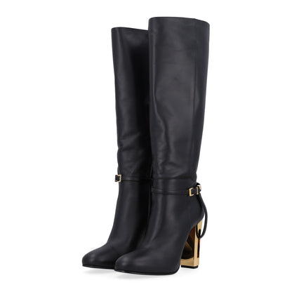 Fendi Vitello Delfina Knee High Boots 38.5 Black 4 of 10