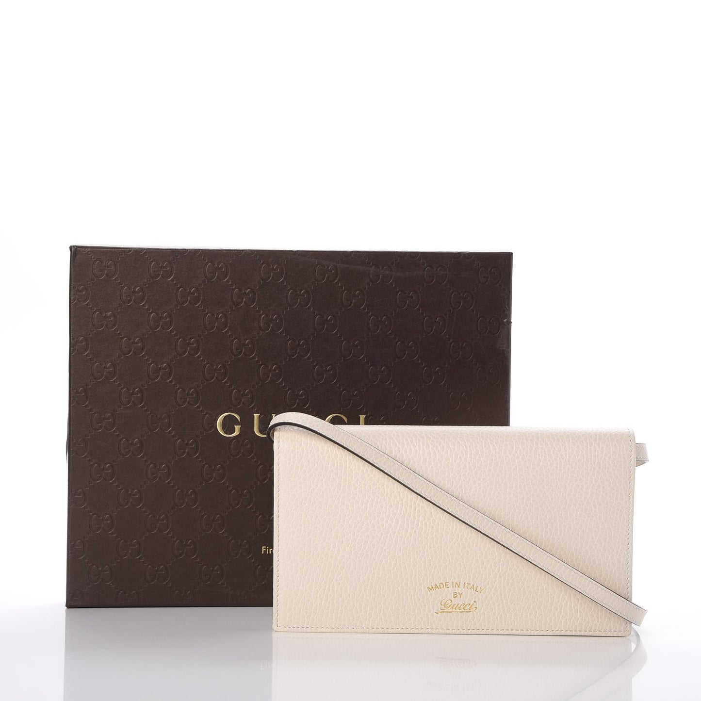 Dollar Calfskin Mini Swing Wallet Bag Mystic White