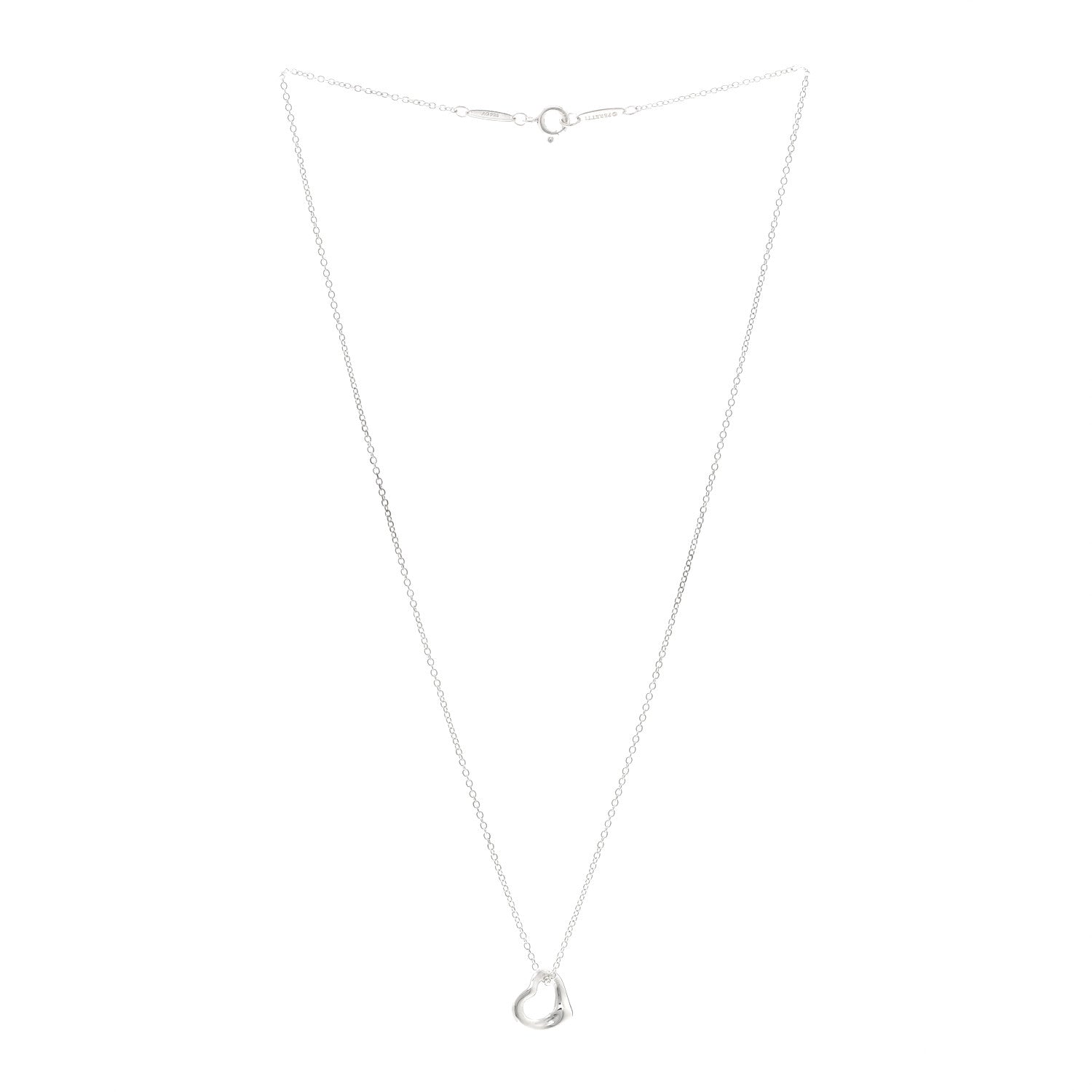Tiffany Sterling Silver Elsa Peretti 11mm Open Heart Pendant Necklace 3 of 5