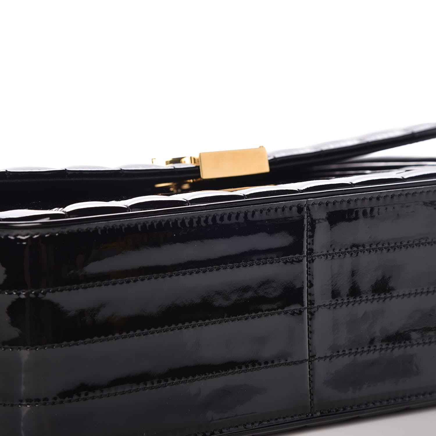 Saint Laurent Patent Matelasse Monogram Large Vicky Chain Bag Black 9 of 9