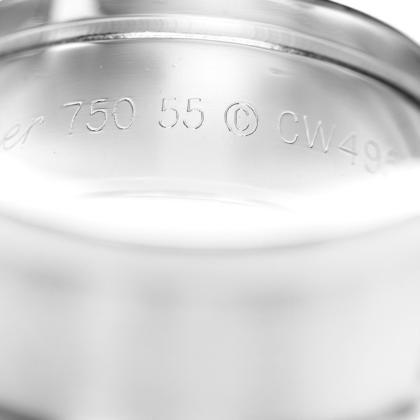 18K White Gold 10mm Logo De Ring 55 7.25