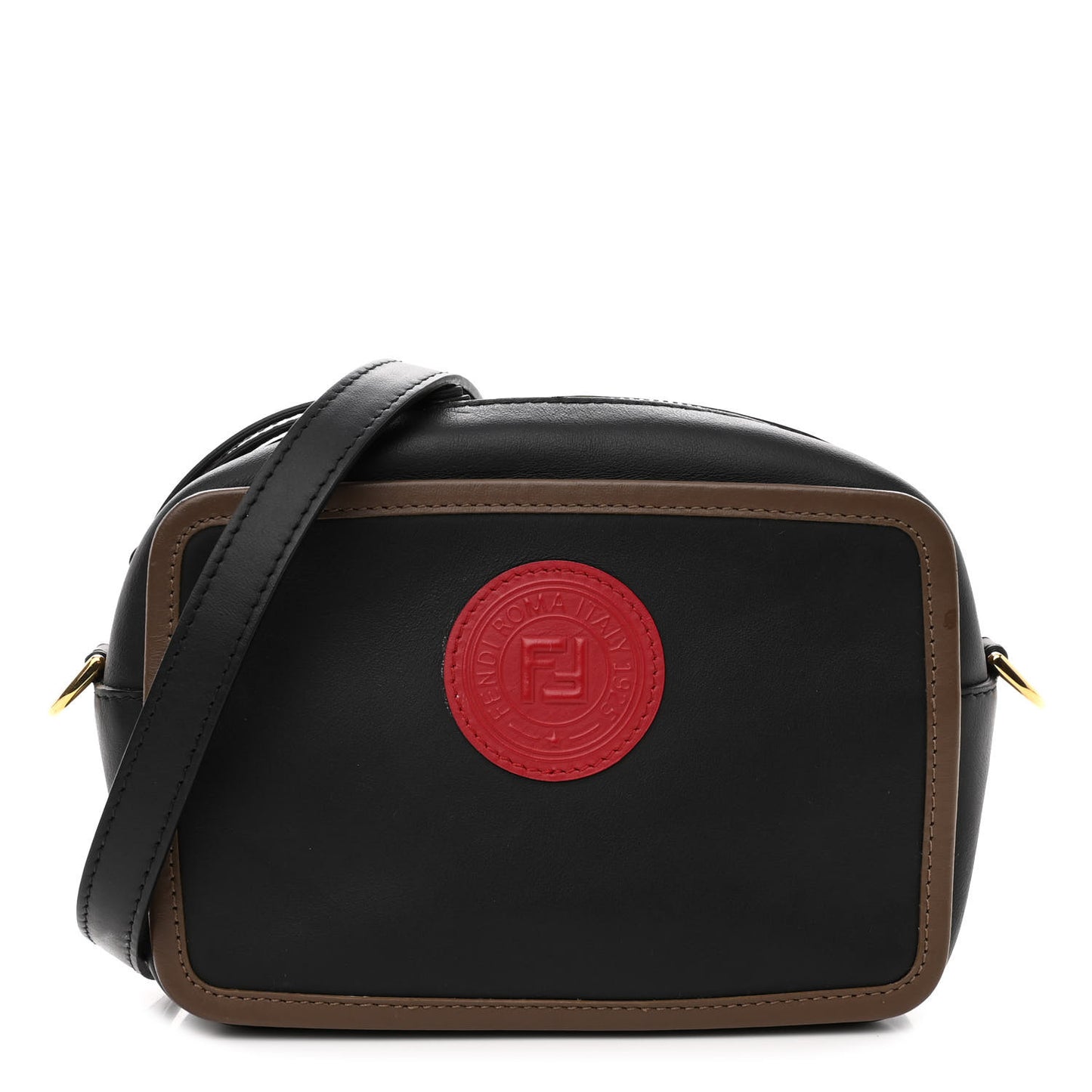 Vitello Century Matte Stamp Patch Bi-Color Mini Camera Case Black Maya Fragola