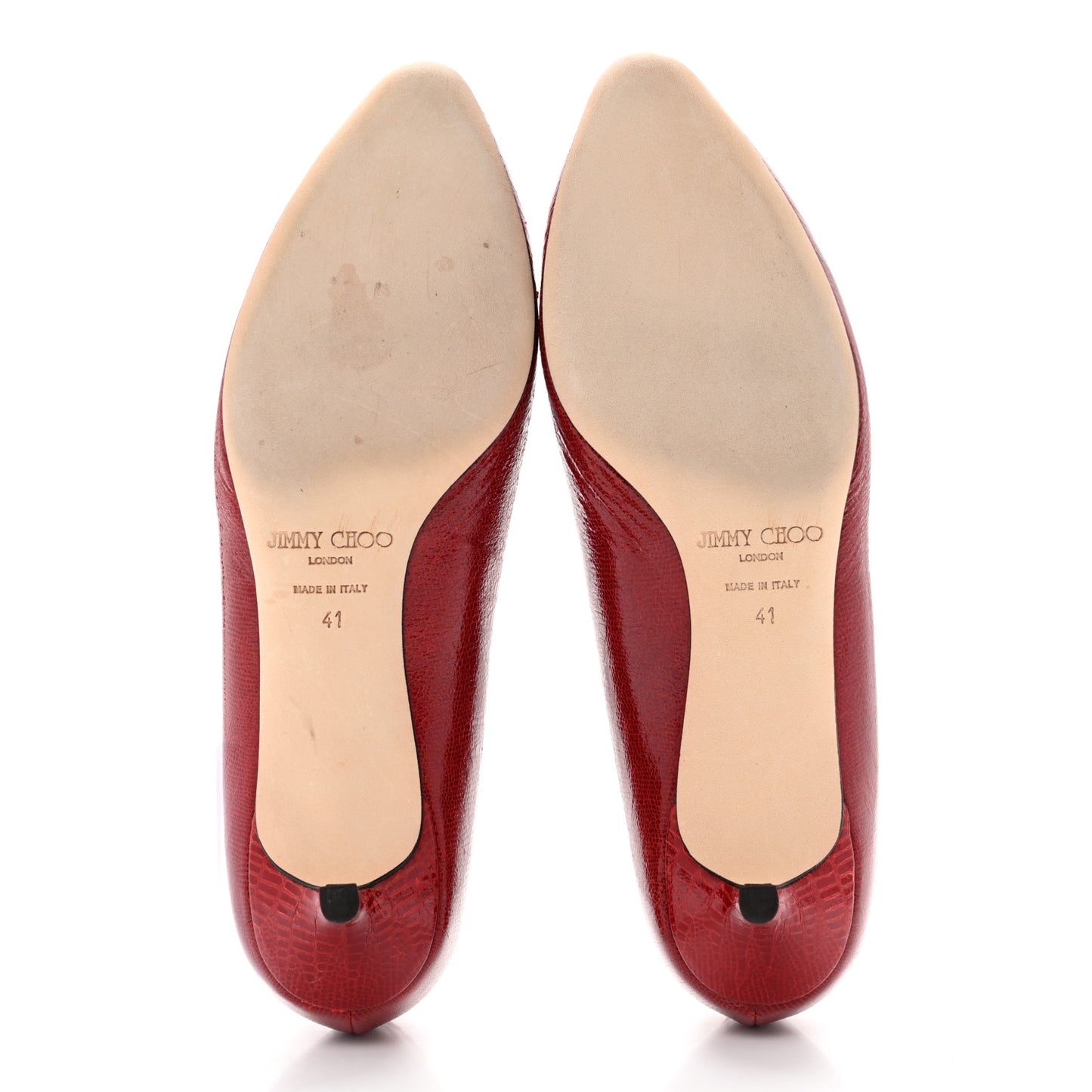 Lizard Embossed Angelica Low Heel Pumps 41 Red