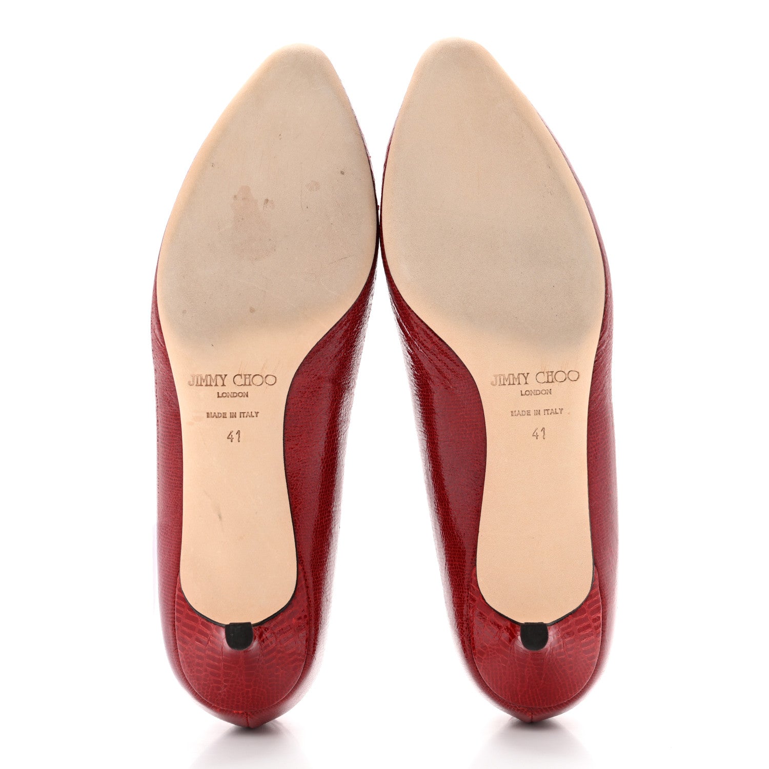Jimmy Choo Lizard Embossed Angelica Low Heel Pumps 41 Red 4 of 7