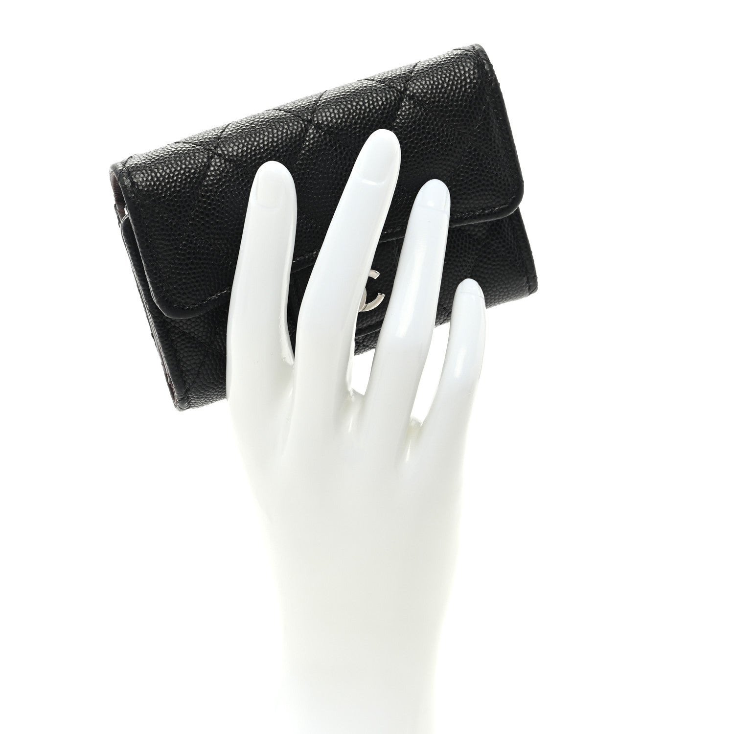 Chanel Caviar Quilted Classic 4 Key Holder Wallet Black 2 of 6