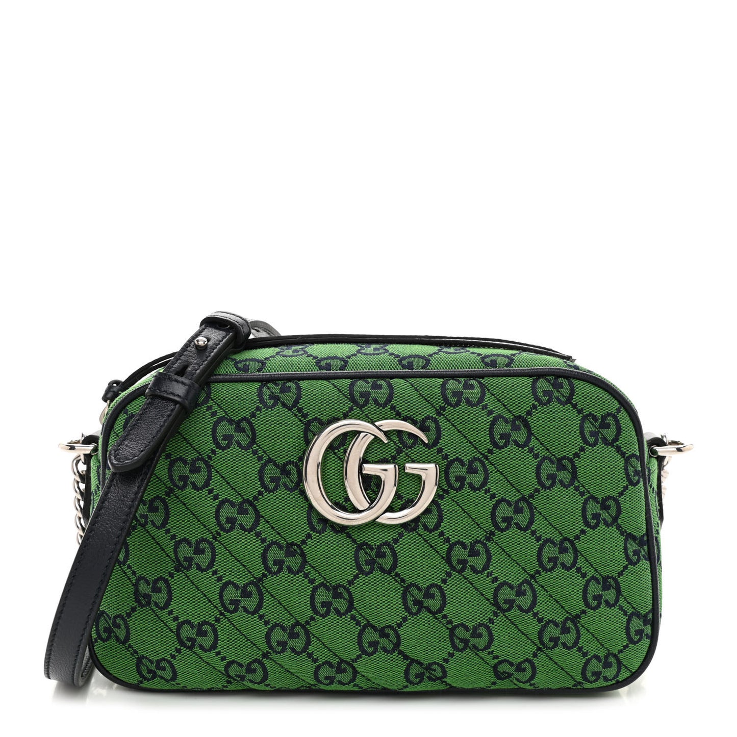 Monogram Multicolor Matelasse Diagonal Small GG Marmont Chain Shoulder Bag Green Blue