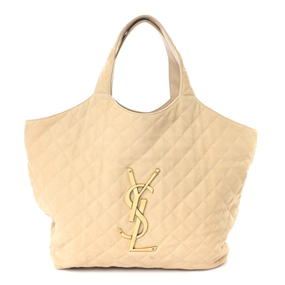 Saint Laurent Nubuck Suede Quilted Maxi Icare Shopping Tote Safari Beige 1 of 11