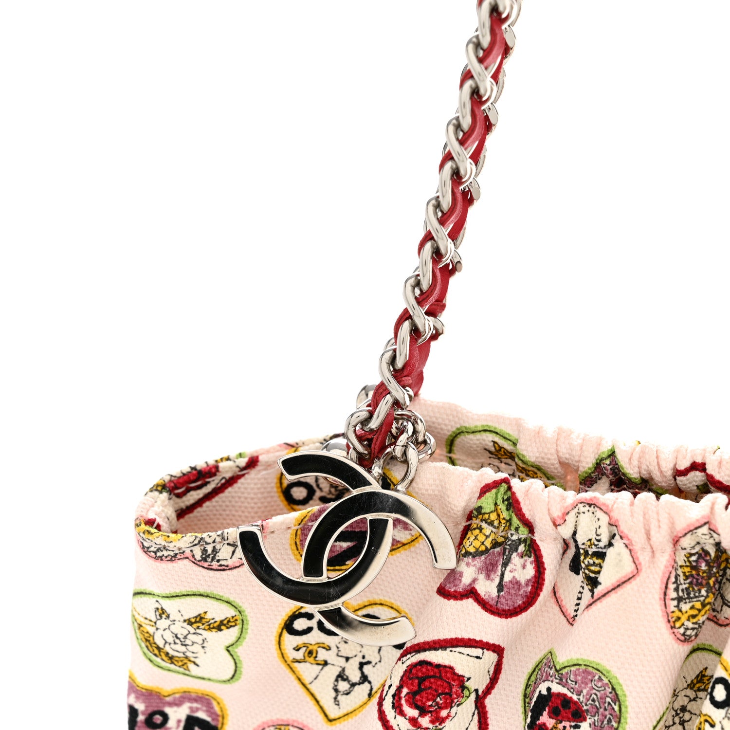 Chanel Canvas Coco Hearts Shoulder Bag Pink 12 of 14