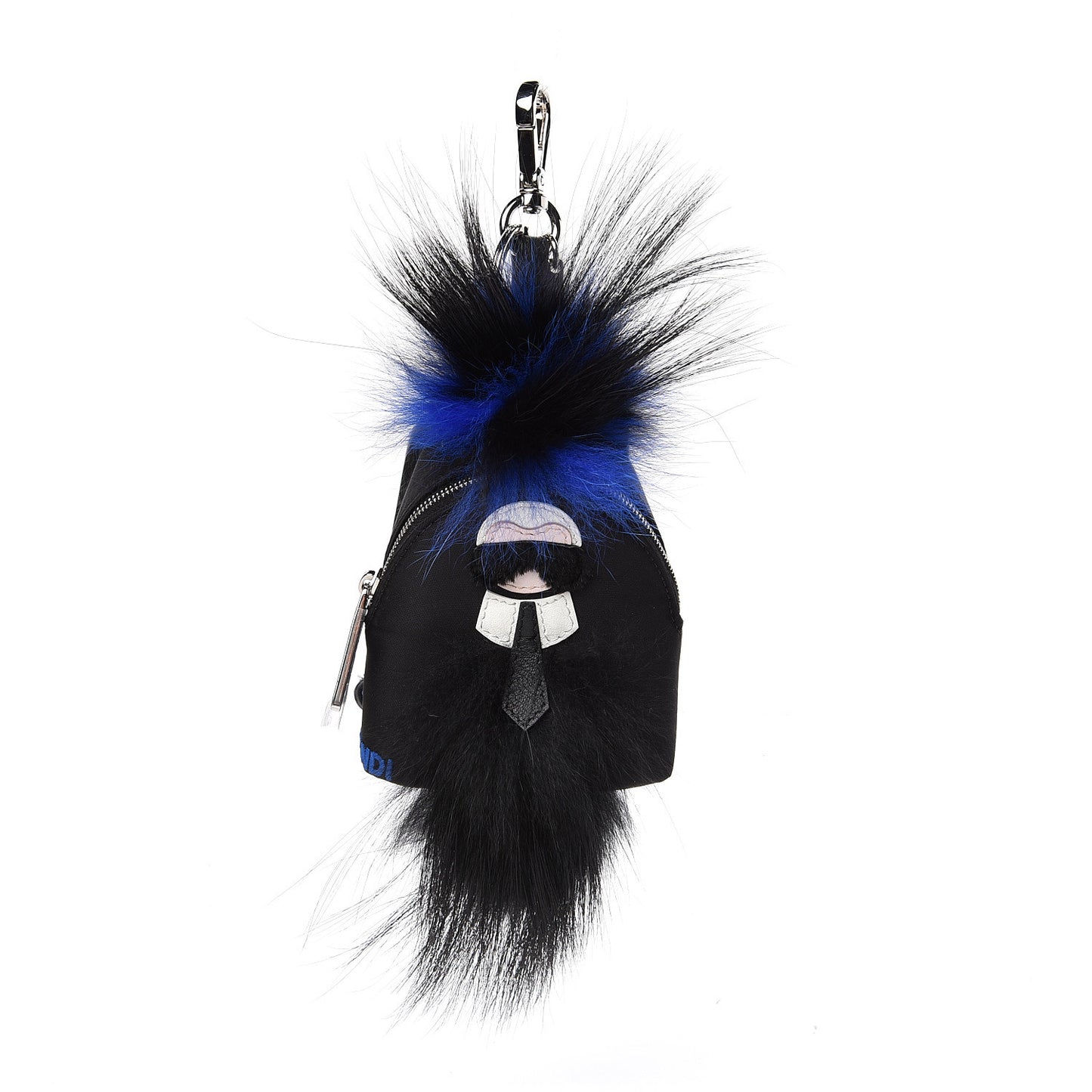Tech Twill Calfskin Fox Mink Goat Fur Karlito Backpack Charm Black Multicolor