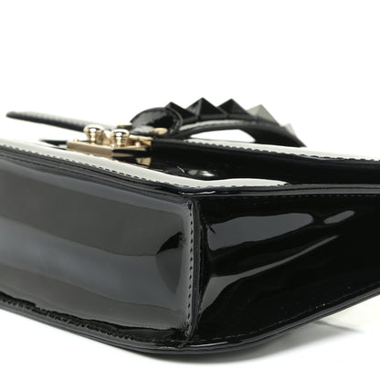 Valentino Garavani Patent Monochrome Medium Glam Lock Rockstud Flap Black 7 of 15