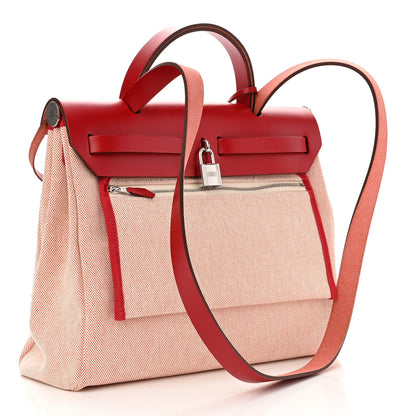 Hermes Vache Hunter Toile Pegase Pop Herbag Zip Retourne 31 PM Rouge Piment 3 of 10