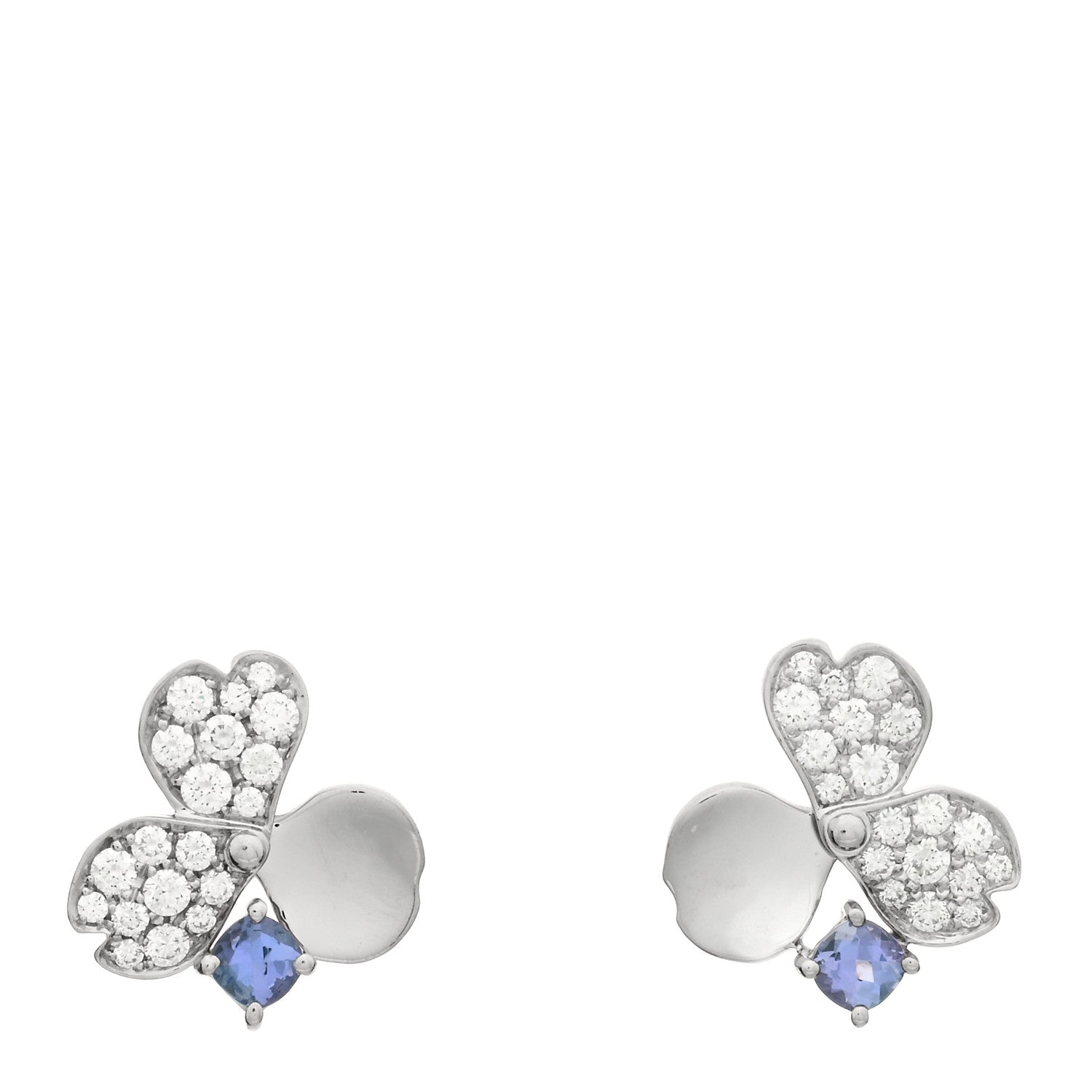 Tiffany Platinum Diamond Tanzanite Paper Flowers Earrings 1 of 3