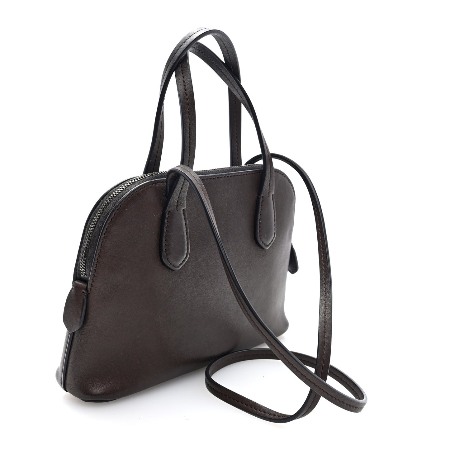 Polished Saddle Calfskin Ingrid Shoulder Bag Hippo Grey